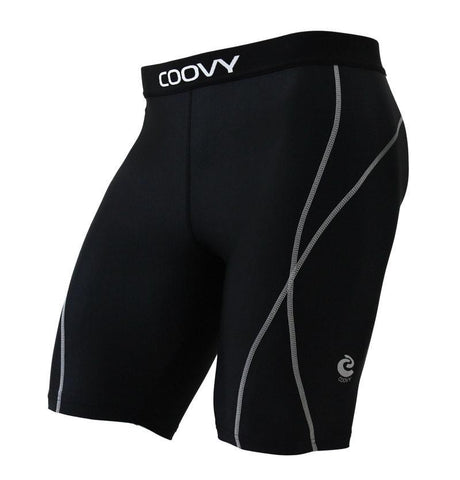 COOVY Men's Mid-Weight True-Compression Base Layer Shorts (black)