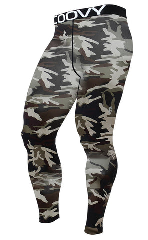 COOVY Men's Lightweight (thin fabric) Base Layer Long Pants / Tights, Camo (Style 120)