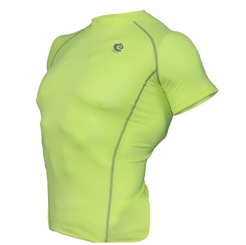 COOVY Men's Short Sleeve Lightweight Base Layer Top (bright green)