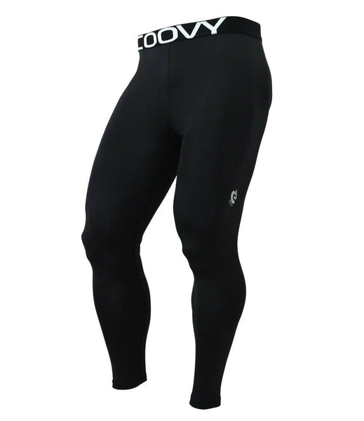 COOVY Men's Lightweight (All-Season) Base Layer Long Pants / Leggings,  Solid Black (Style 161)