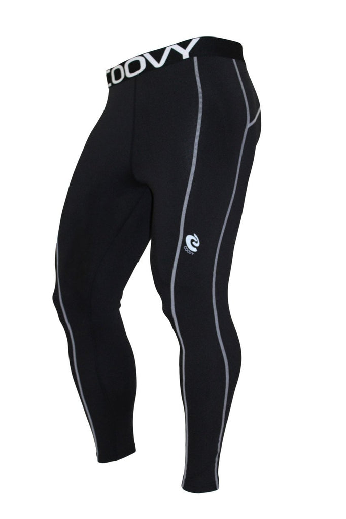 COOVY Men's Mid-Weight True-Compression Base Layer Leggings (black)
