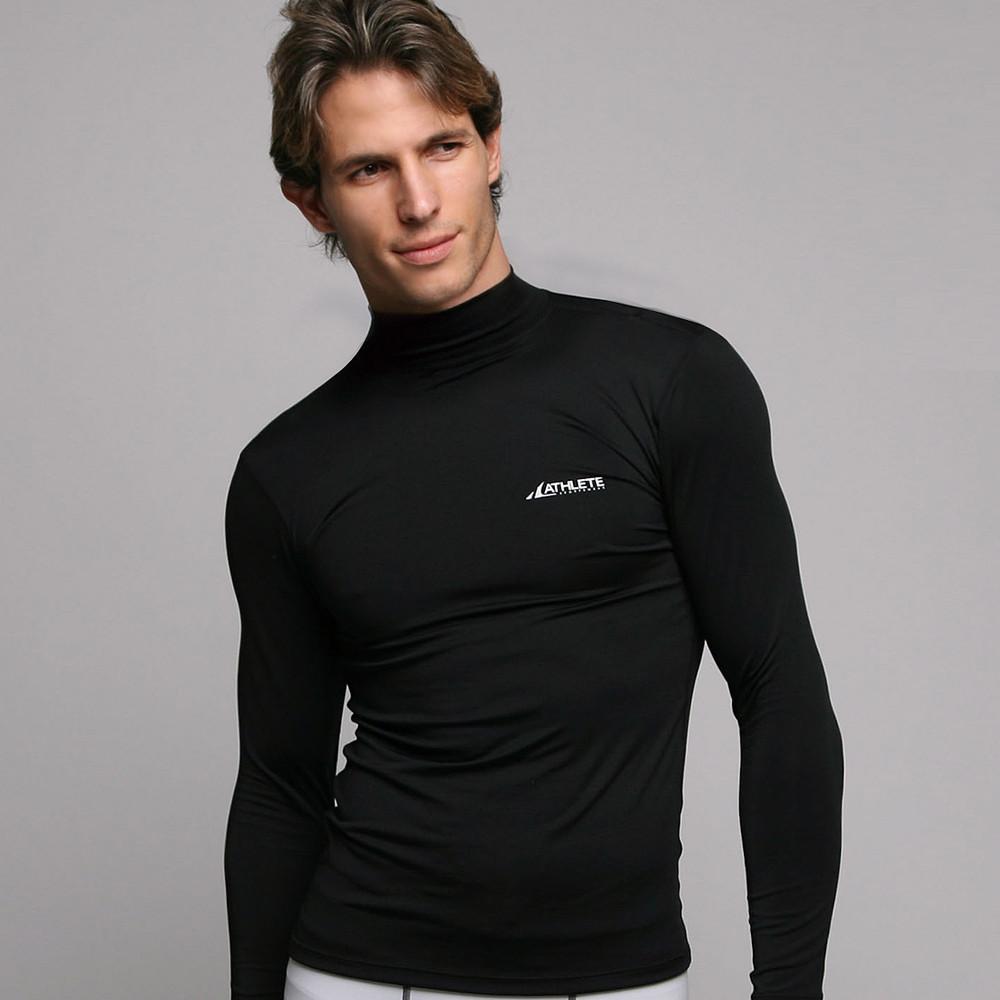Men High Neck Compression Base Layer Tops Gym Tights Athletic Long Sleeve  Shirt